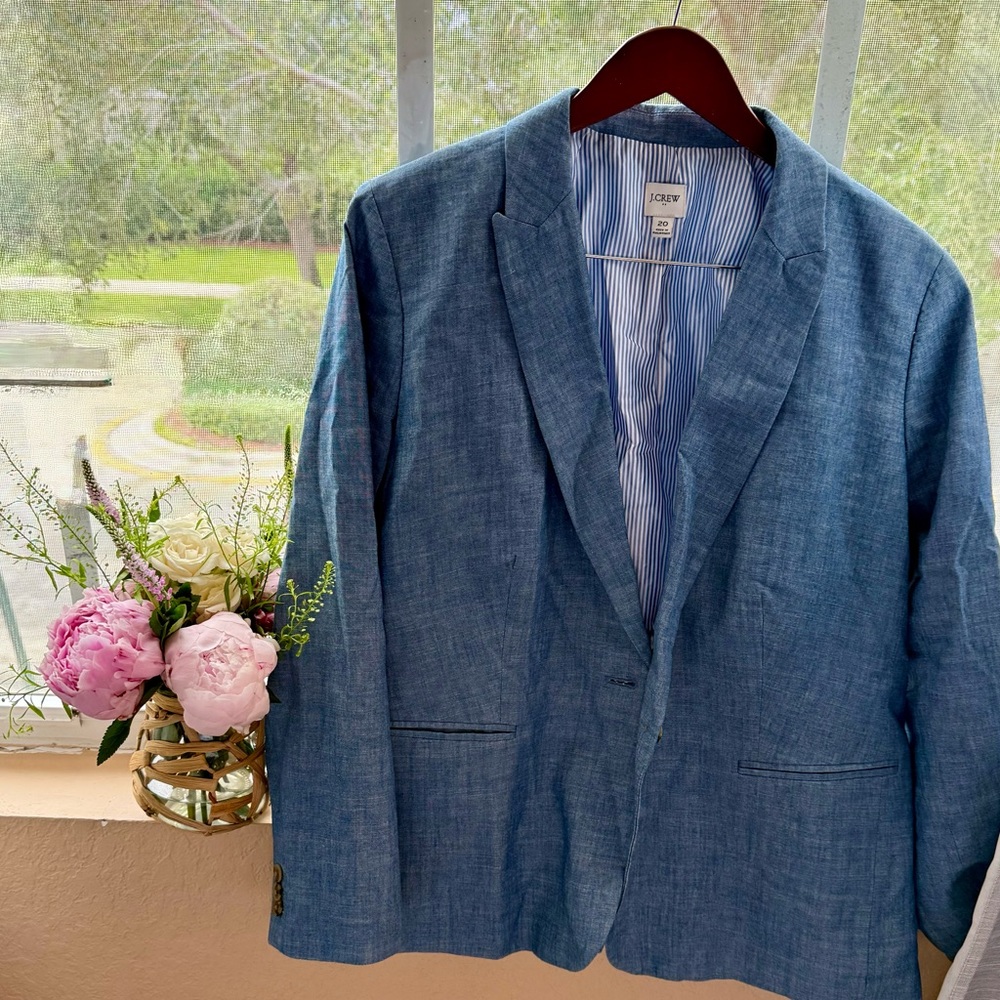 J. Crew Blue Textured Blazer Classic Tailored Design